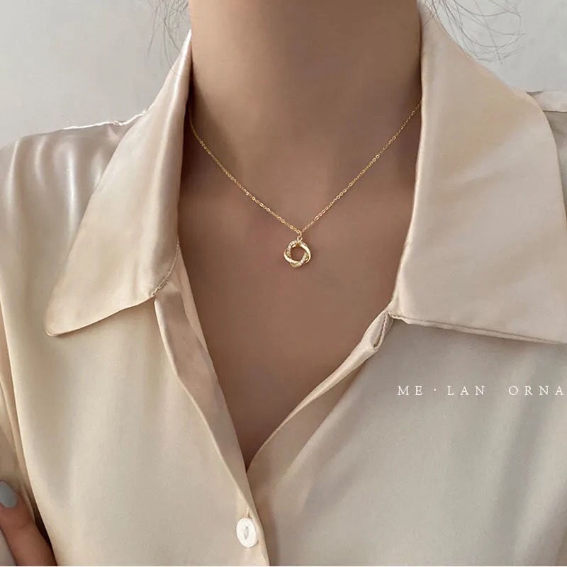 Dây chuyền nữ mặt tròn hình học phong cách trẻ trung đơn giản