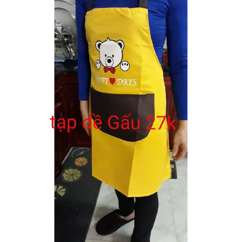 Tạp dề nấu ăn chống thấm nước họa tiết hoa cúc có túi đựng và lau tay chuẩn phong cách Hàn