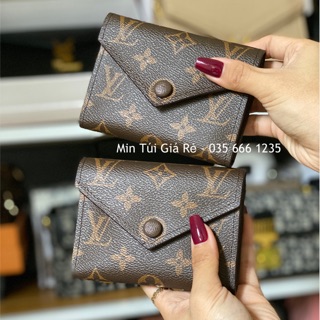 [ẢNH THẬT] - Ví lv mini cúc bấm nâu có sẵn
