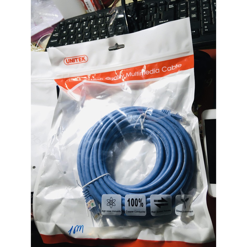 Cáp Mạng Cat6 UNITEK 10M/ 15M YC814ABL đúc sẵn 2 đầu liền dây