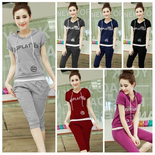 Bộ đồ thể thao lửng phối nón STT209