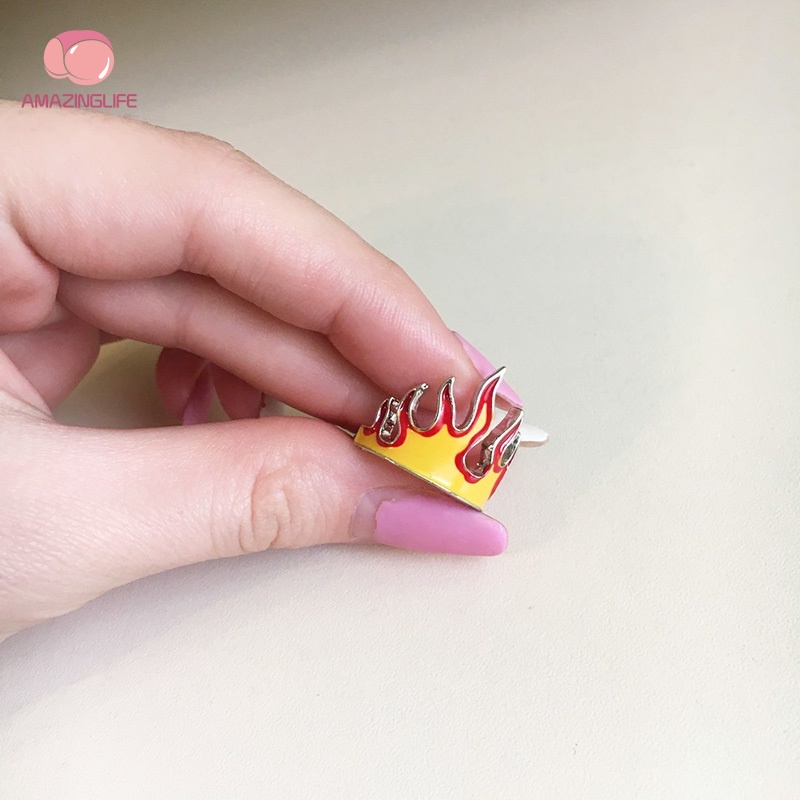 Nhẫn Hình Vương Miện / Ngọn Lửa Phong Cách Punk Cổ Điển Thời Trang Cho Cặp Đôi