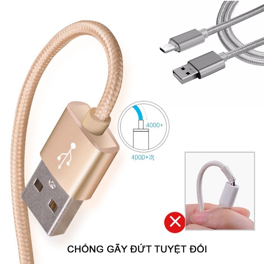 Dây sạc nhanh micro usb hoco X2 dùng cho Samsung Oppo Xiaomi Vsmart Huawei...chống đứt