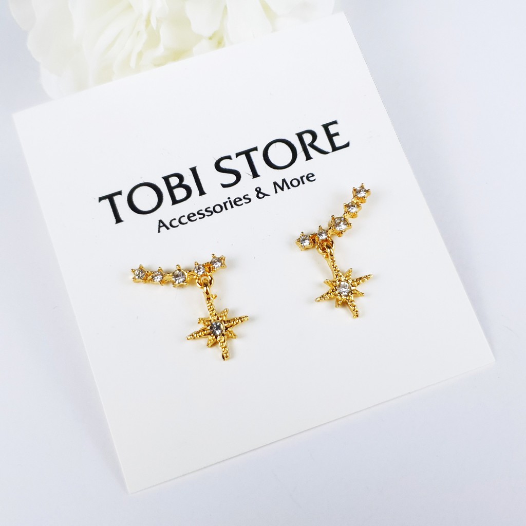 Bông tai gài dành cho nữ khuyên tai đính đá ngôi sao 6 cánh TB258 TOBI STORE