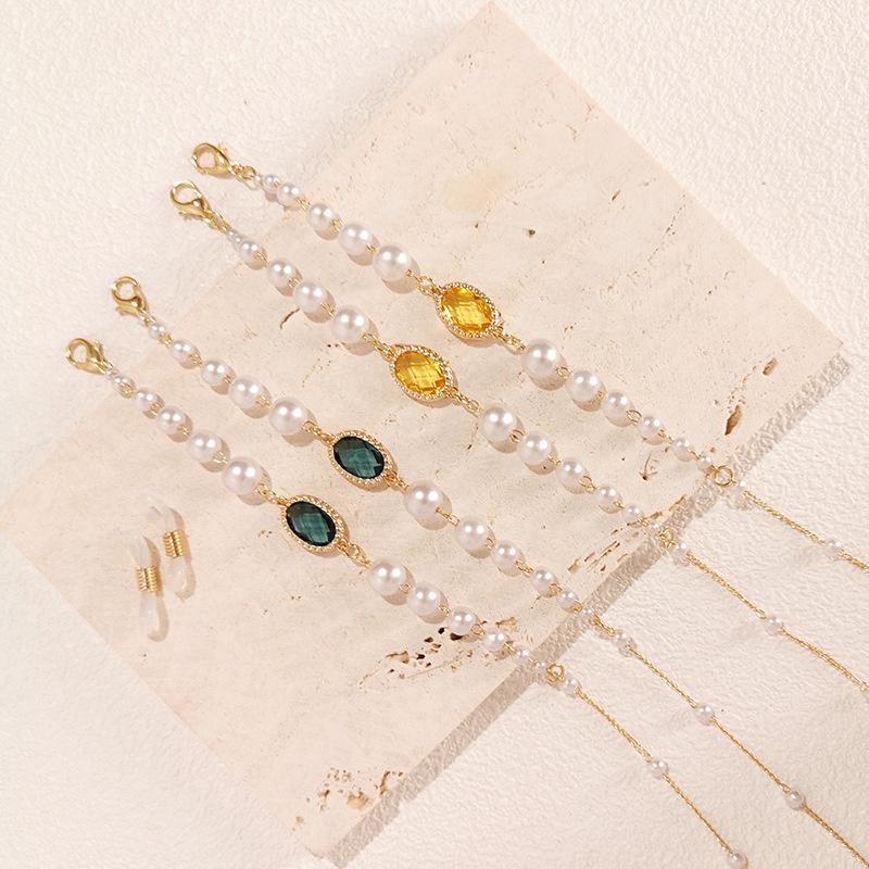 Dây đeo mắt kính chống thất lạc đa năng đính ngọc trai giả phong cách vintage