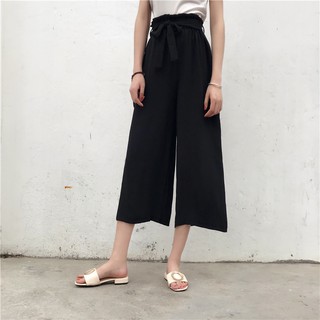 [CÓ ẢNH THẬT] Quần culottes dáng dài thắt nơ