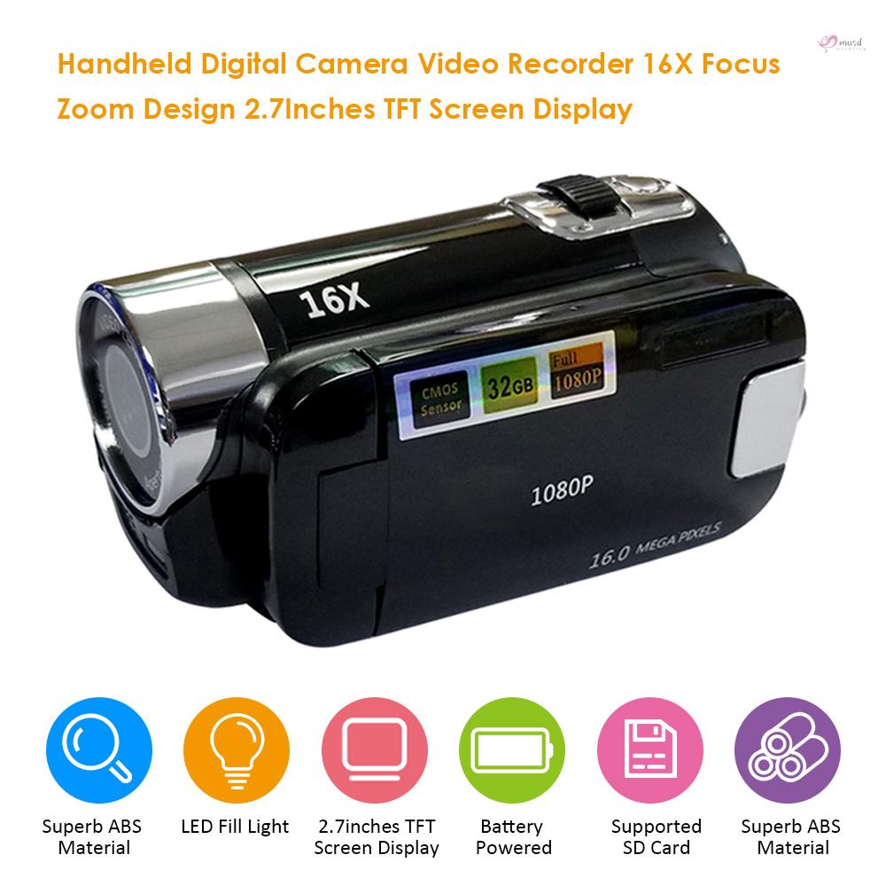 Máy quay video kỹ thuật số 16X F-ocus Zoom thiết kế màn hình 2.7inch hỗ trợ thẻ nhớ S D
 | BigBuy360 - bigbuy360.vn