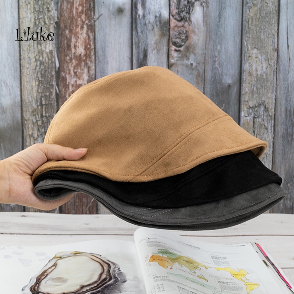 Mũ Tai Bèo Chất Liệu Da Lộn Màu Trơn Thời Trang Cho Nam Và Nữ