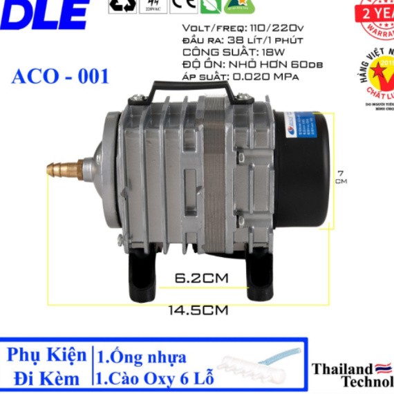 Máy sục sủi thổi khí oxy Resun ACO-001 6 vòi dùng điện 220v