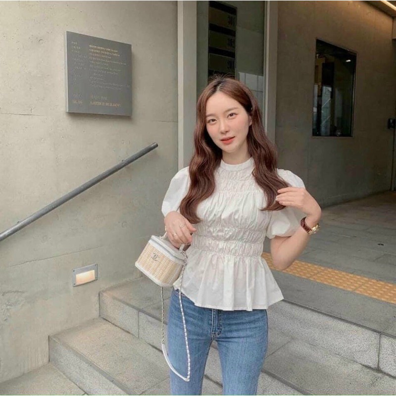 ÁO SƠ MI NỮ PEPLUM ZÚM BO CHUN EO TAY BỒNG KIỂU ĐIỆU SIÊU XINH | BigBuy360 - bigbuy360.vn