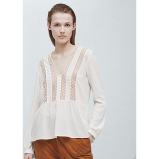 Áo sơ mi tay dài nữ cổ v-neck