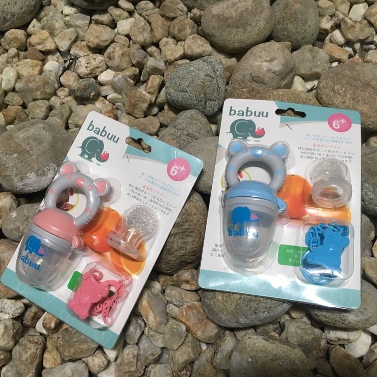 (Tặng dây đeo) Túi nhai ăn dặm cho bé Babuu cao cấp (3 núm 3 size)