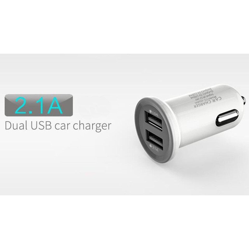 Củ sạc nhanh mini xe hơi 2 cổng USB Remax CC- 201MINI (Trắng)