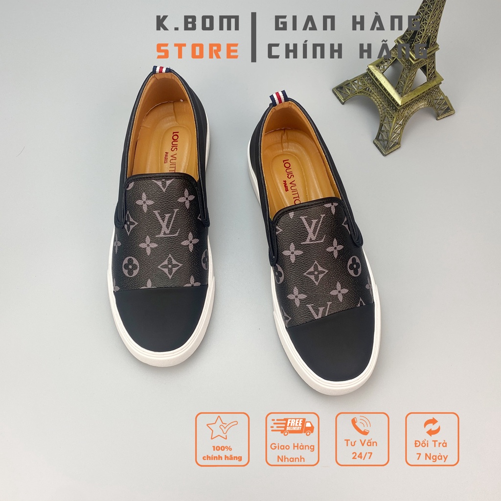 Giày Lười Nam Slipon  LV D26  - Giày Nam Đẹp In hoạ tiết
