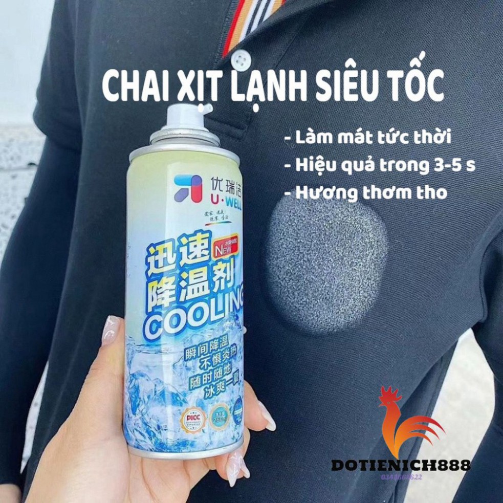 Bình Xịt Làm Lạnh Tức Thì ( Chính Hãng ) - Chai Xịt Bọt Làm Mát Hạ Nhiệt Độ Mọi Bề Mặt Siêu Tốc Dung Tích 260ml Mùi Thơm