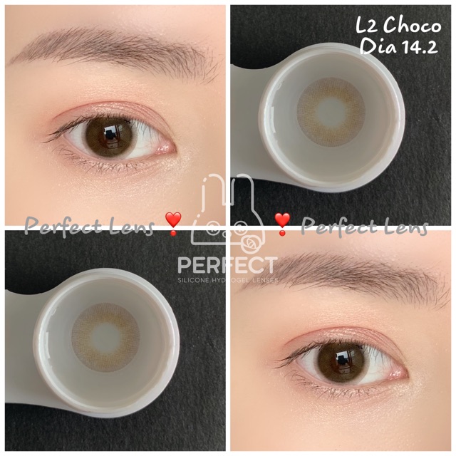 Lens Mắt , Kính Áp Tròng L2 CHOCO Không Độ , DIA 14.2 , Cho Mắt Nhạy Cảm Giá Sale