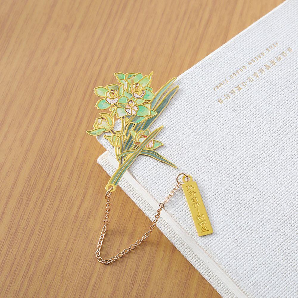 AUGUSTINA Bookmark Bằng Đồng Thau Hình Hoa Tulip Phong Cách Trung Quốc