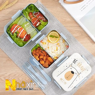 Hộp cơm lúa mạch 2 ngăn / Hộp đựng cơm văn phòng