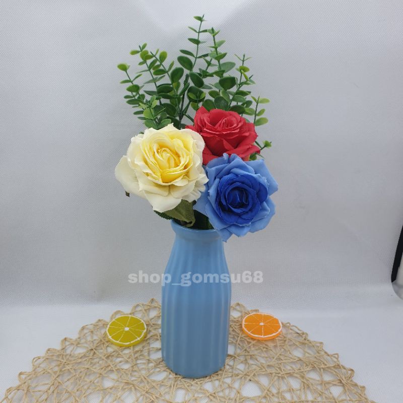 Lọ hoa sứ Bát tràng cao 19cm miệng 7cm - bình cắm hoa tráng men mát đủ màu, chính hãng gốm Bát tràng