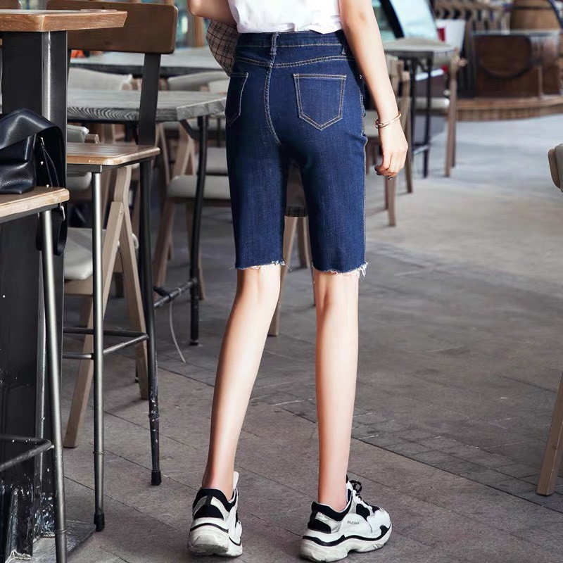 Quần jean nữ ngố / lửng lưng cao, co dãn mạnh rách kiểu đẹp dành cho người béo BIGSIZE 60-90kg Moliruan 3583