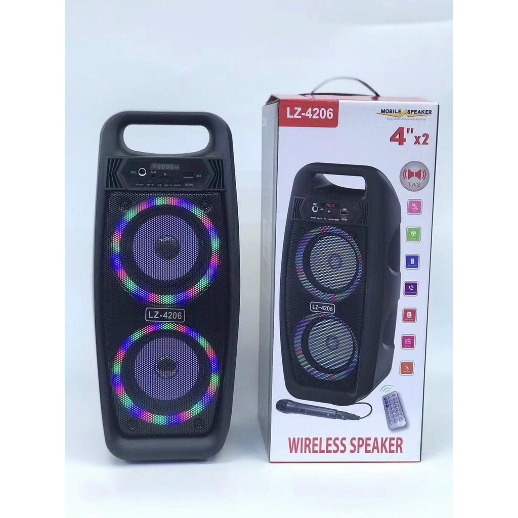 Loa Karaoke Bluetooth LZ-4206 Công Suất Lớn Âm Thanh Khuếch Đại Gấp Nhiều Lần,Có Tặng Kèm Míc Có Dây