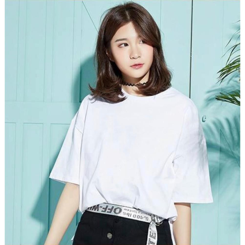 Áo thun TRƠN form rộng tay lỡ cotton TRẮNG ĐEN unisex - Áo thun phông nam nữ đẹp oversize Hàn Quốc 2020 | Ruby Shop 💕