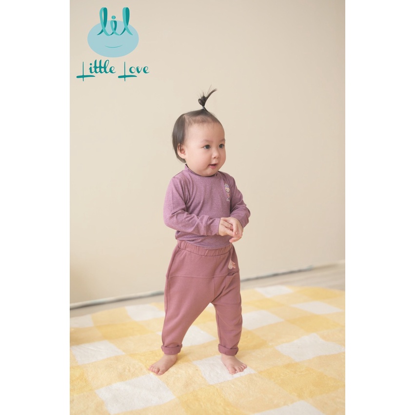 [CHÍNH HÃNG] Quần nỉ gấp gấu túi đáp sau màu trơn Little Love