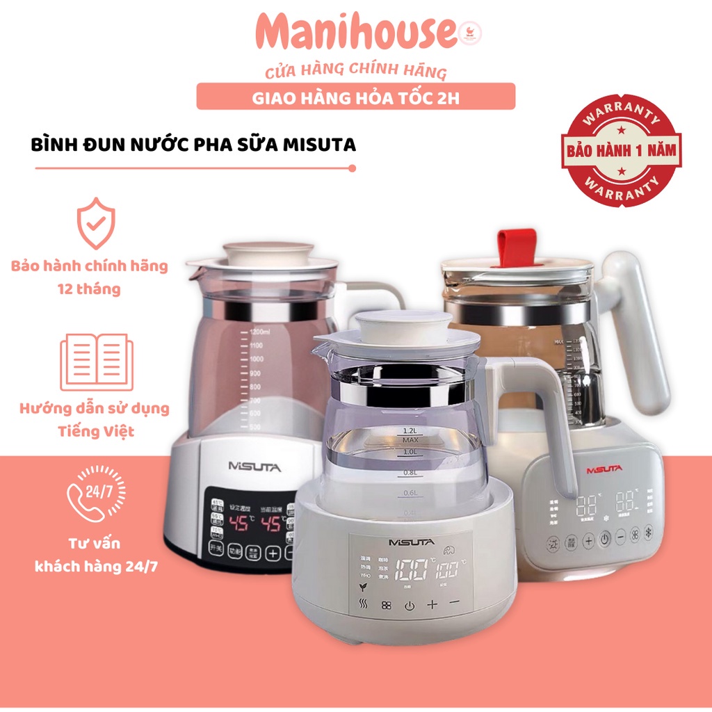 ♚✳Bình Đun Nước Pha Sữa, Hiển Thị Nhiệt Độ, Máy Hâm Nước, Sôi Misuta, Trà Giữ Liên Tục 24H