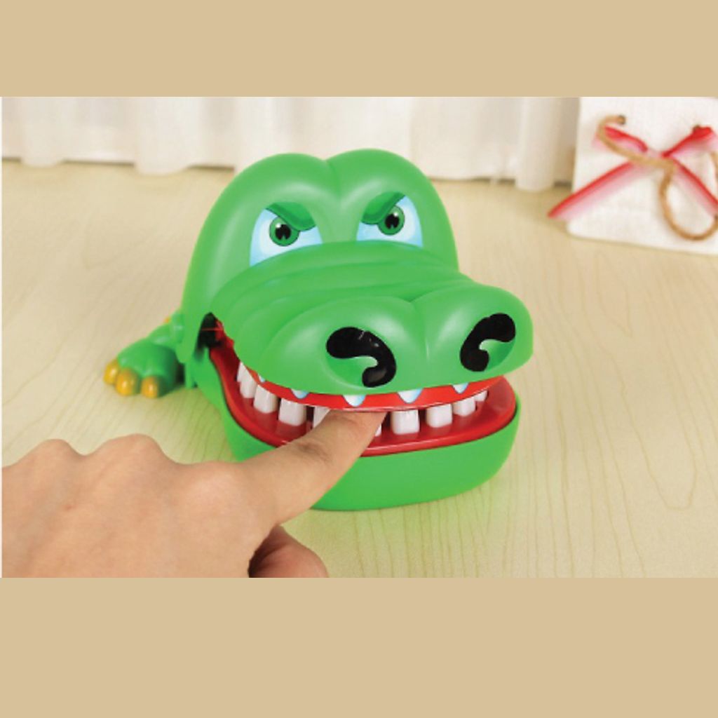 Đồ chơi khám răng cá sấu, cá sấu cắn tay, cỡ lớn bằng nhựa đồ chơi giải trí cho các bé