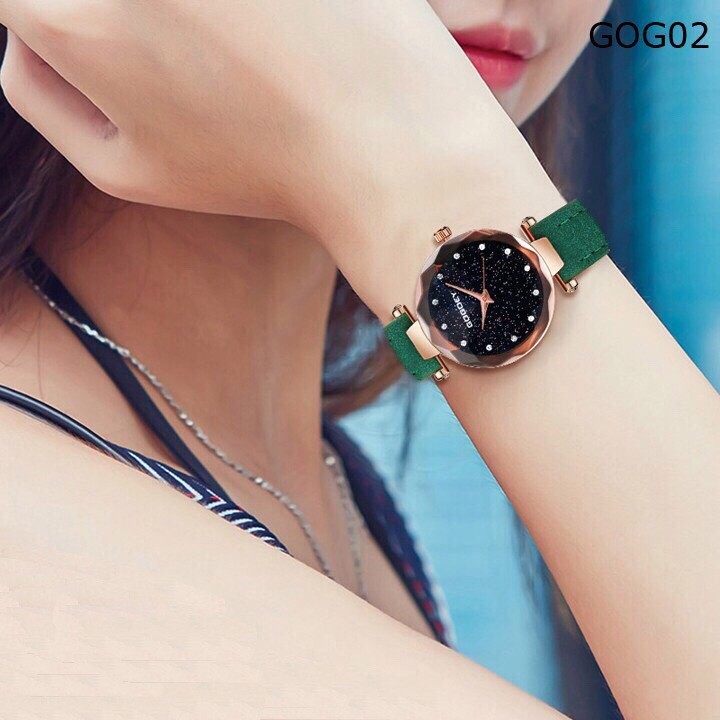 Đồng hồ nữ dây nhung thời trang kính 3D St4879