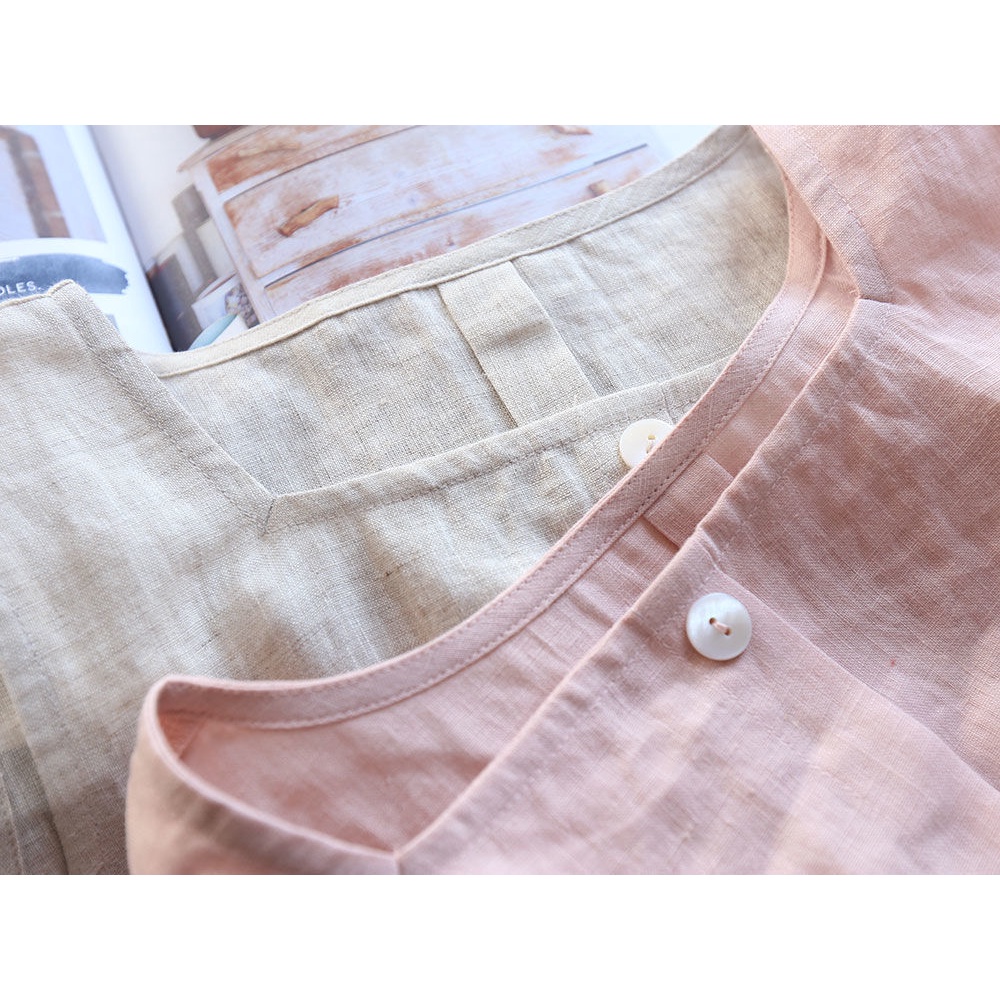 Áo Thun Sát Nách 100% Cotton Nguyên Chất Dáng Rộng Cài Nút Thời Trang Mùa Hè Cho Nữ