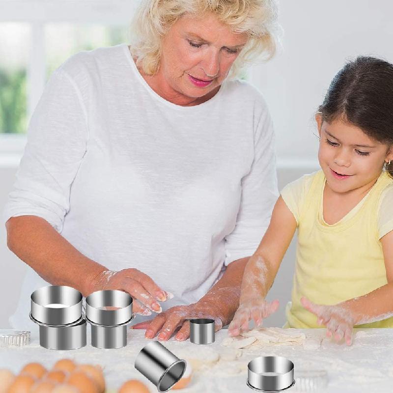 Set 14 khuôn cắt bánh quy ANAEAT hình tròn bằng thép không gỉ DIY