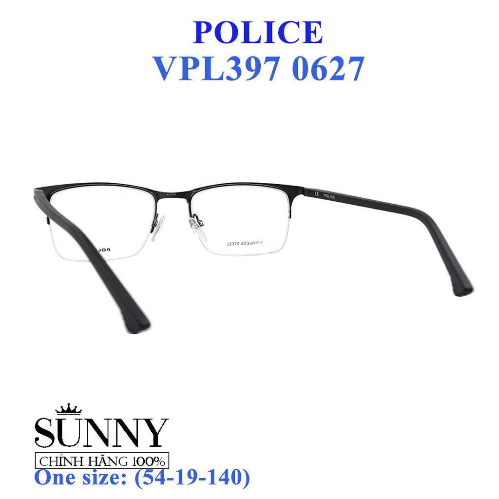 Gọng kính thời trang chính hãng Police VPL397 0627 (54-19-140), thiết kế dễ đeo bảo vệ mắt