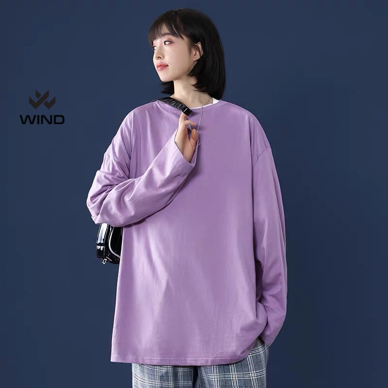 Áo thun tay dài Wind phông unisex form rộng Trơn nam nữ cotton oversize ulzzang | BigBuy360 - bigbuy360.vn
