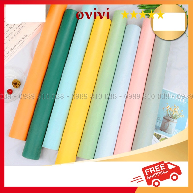 Giấy dán tường phòng ngủ 10m giá rẻ có keo sẵn đơn giản một màu trơn đẹp Ovivi