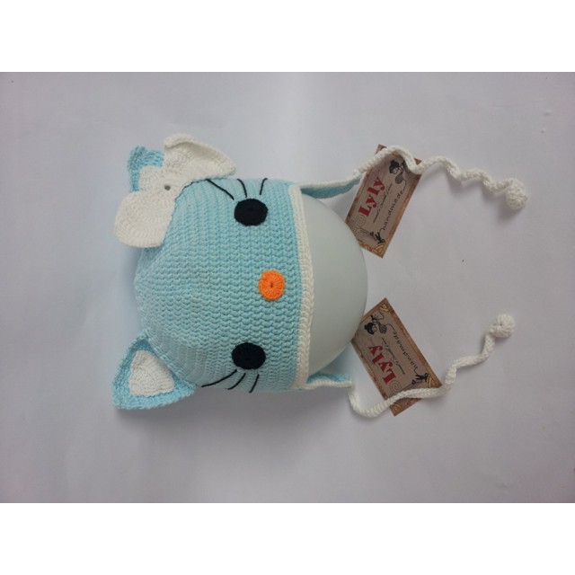 Mũ len móc thủ công hình mèo Kitty