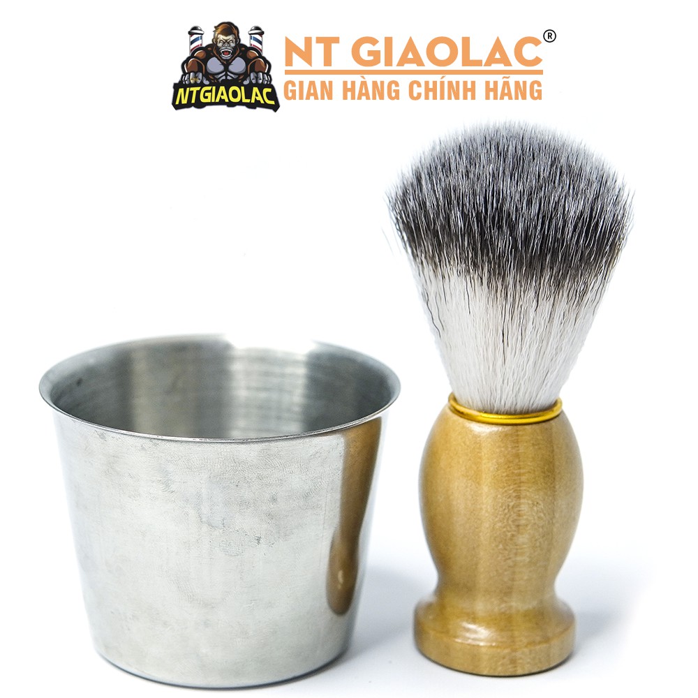 Cốc và chổi cạo râu barber chuyên nghiệp - Tường Barber NT Giao Lac