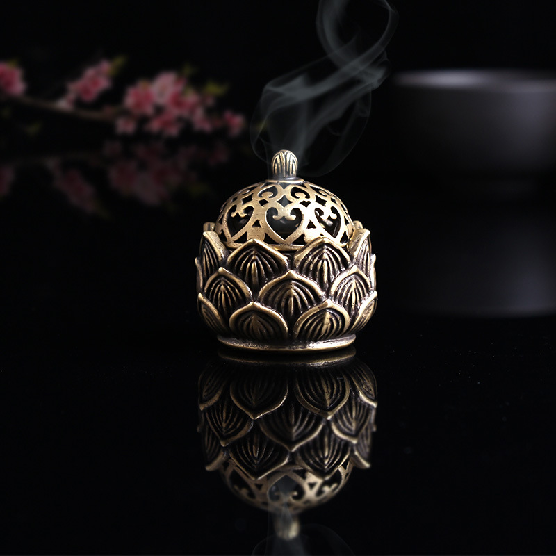 Lư hương bằng đồng thiết kế kiểu hoa sen cổ điển thời trang