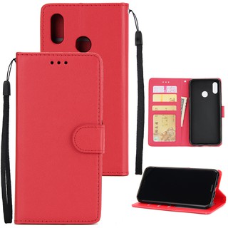 Bao da điện thoại màu trơn có ngăn đựng thẻ tiện dụng cho Huawei Nova 3i