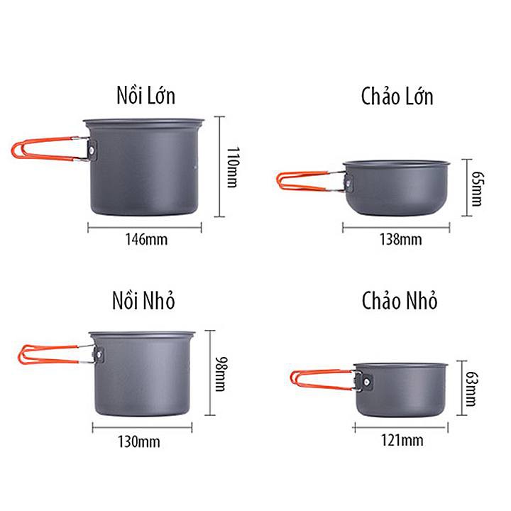 [CHÍNH HÃNG] Bộ Nồi Treo 4 chiếc cho Cắm Trại, Dã Ngoại, Phượt, Picnic Xếp Gọn Siêu nhẹ NatureHike NH18T018-G