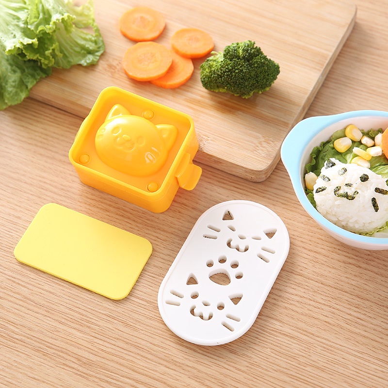 Khuôn Làm Cơm Nắm Hình Mèo Hoạt Hình Dễ Thương