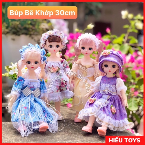 Búp Bê Bjd 30cm Khớp Xoay Chuyển Linh Hoạt Mặt Xinh Váy Đẹp Đồ Chơi Cho Bé Gái Hiếu Toys