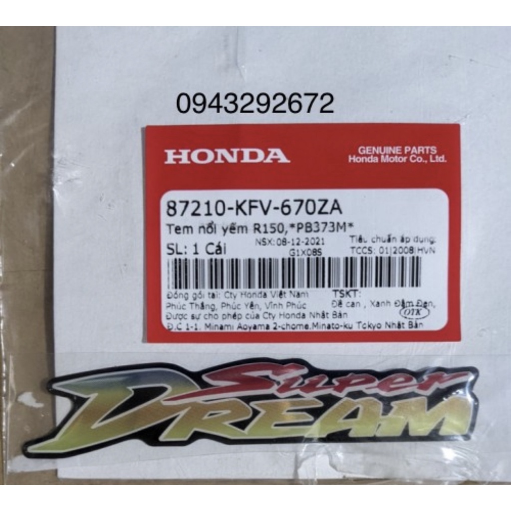 Tem Nổi Yếm Dream Honda