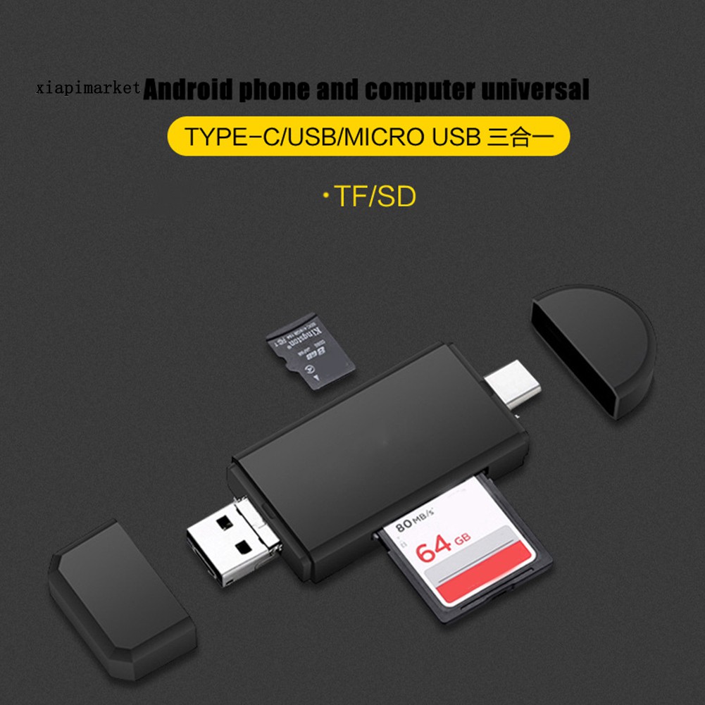 Đầu Đọc Thẻ Nhớ 3 Trong 1 Loại C Micro-Usb Otg Tf / Micro-Sd | BigBuy360 - bigbuy360.vn