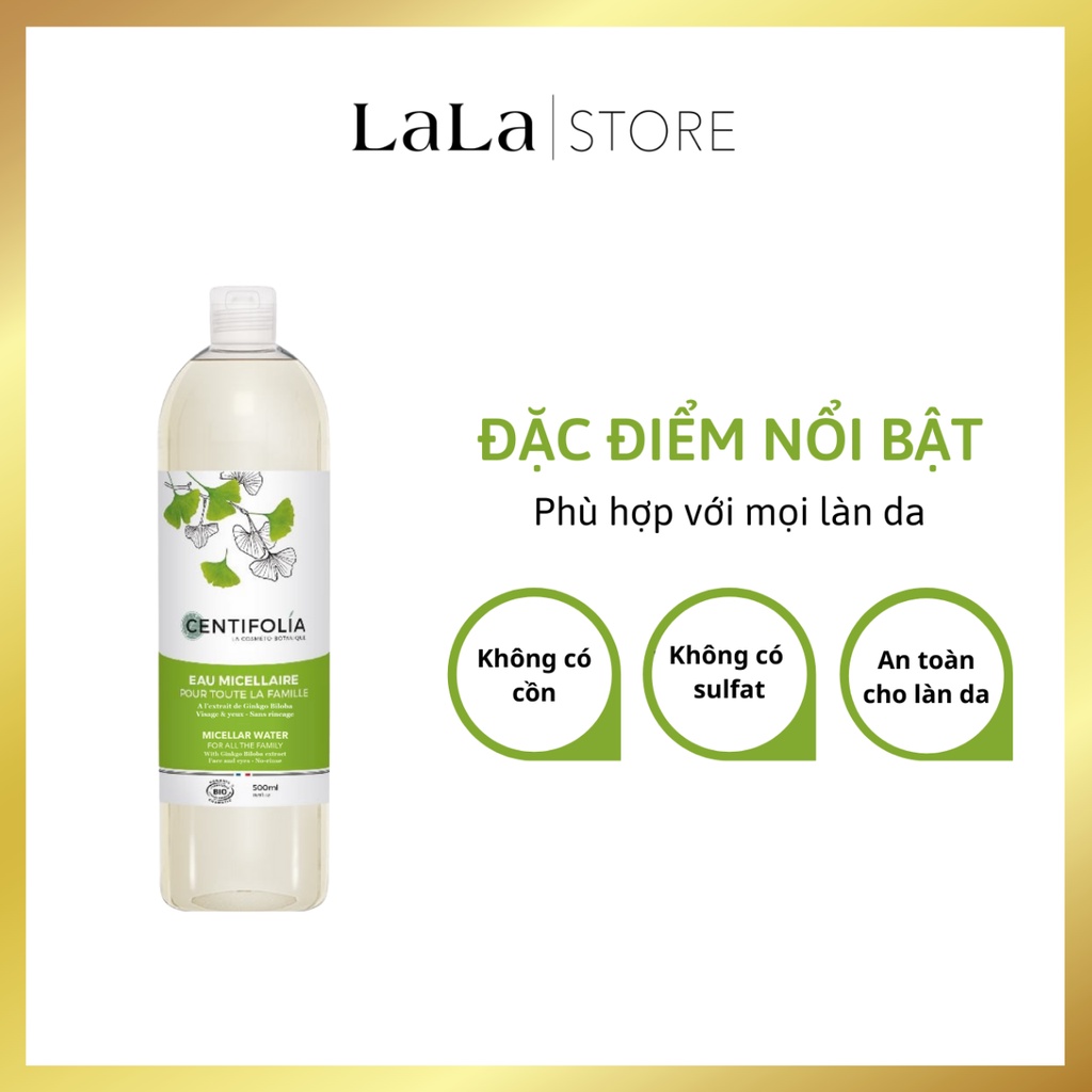 Nước Tẩy trang Centifolia Chiết xuất Lá Bạch Quả Từ Pháp 500ml