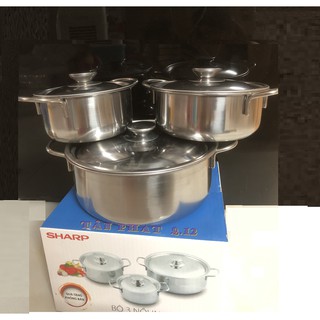 Bộ nồi inox SHARP (dùng được bếp từ)
