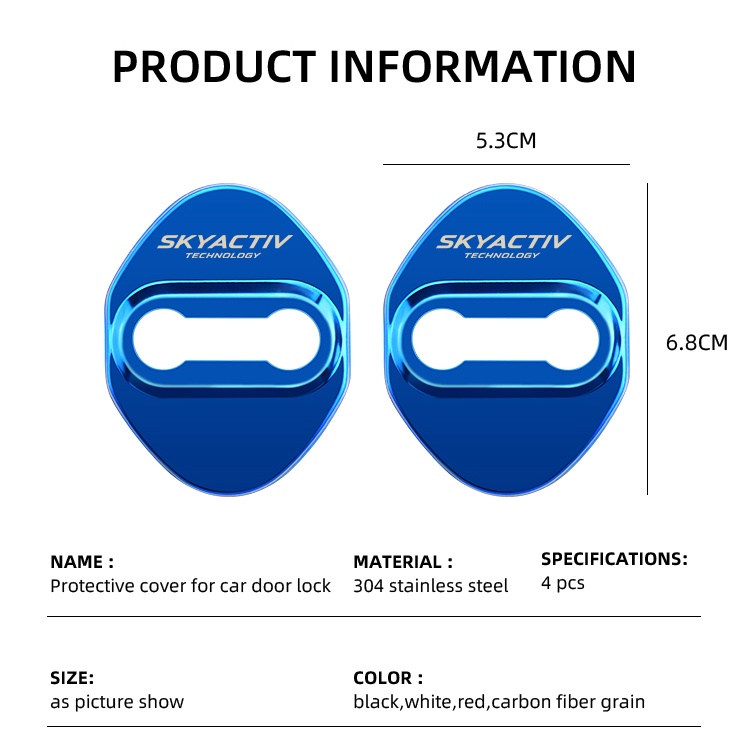 Bộ 4 Phụ Kiện Bảo Vệ Khóa Cửa Xe Hơi Mazda 2 3 6 DJ BM BP GJ CX3 CX-5 CX5 CX 5 CX7 CX9 MX5 2014-2020 SKYACTIV