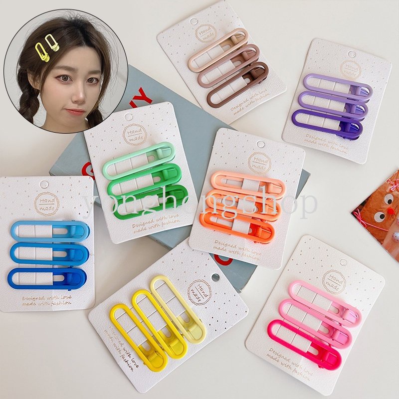 Set 3 Kẹp Tóc Màu Sắc Kẹo Ngọt Thời Trang Dành Cho Nữ