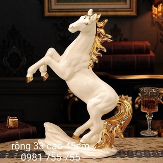 Tượng Ngựa phong thuỷ, Tượng Mã Đáo Thành Công Gốm Sứ Giang Tây decor phòng phong cách bắc âu