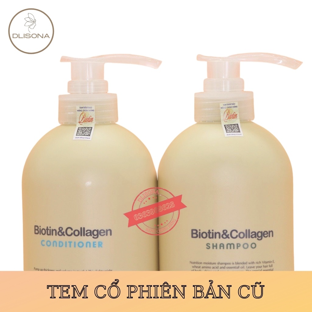 Cặp dầu gội xả biotin collagen trắng chính hãng 500ml - 1000ml giảm rụng tóc, kích thích mọc tóc, phục hồi tóc khô xơ